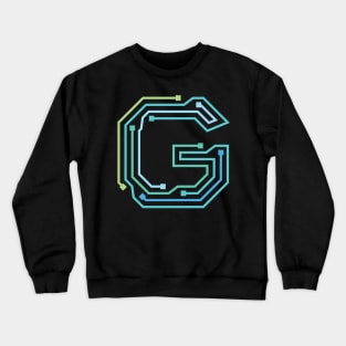 Alphabet G Circuit Typography Design Crewneck Sweatshirt